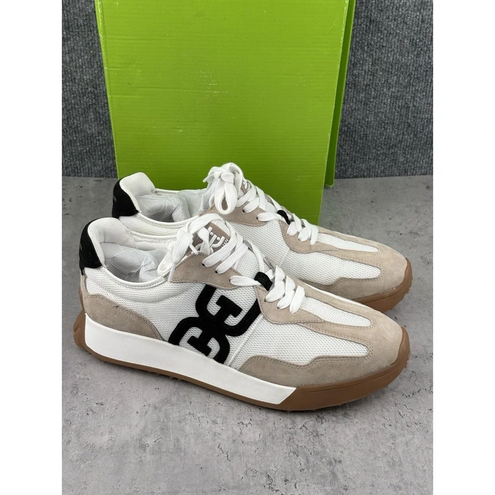 Sam Edelman Langley Sneakers White Tan Black Suede Mesh Womens 12 M NIB